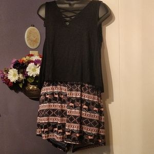Rue 21 Romper navy/pink elephant